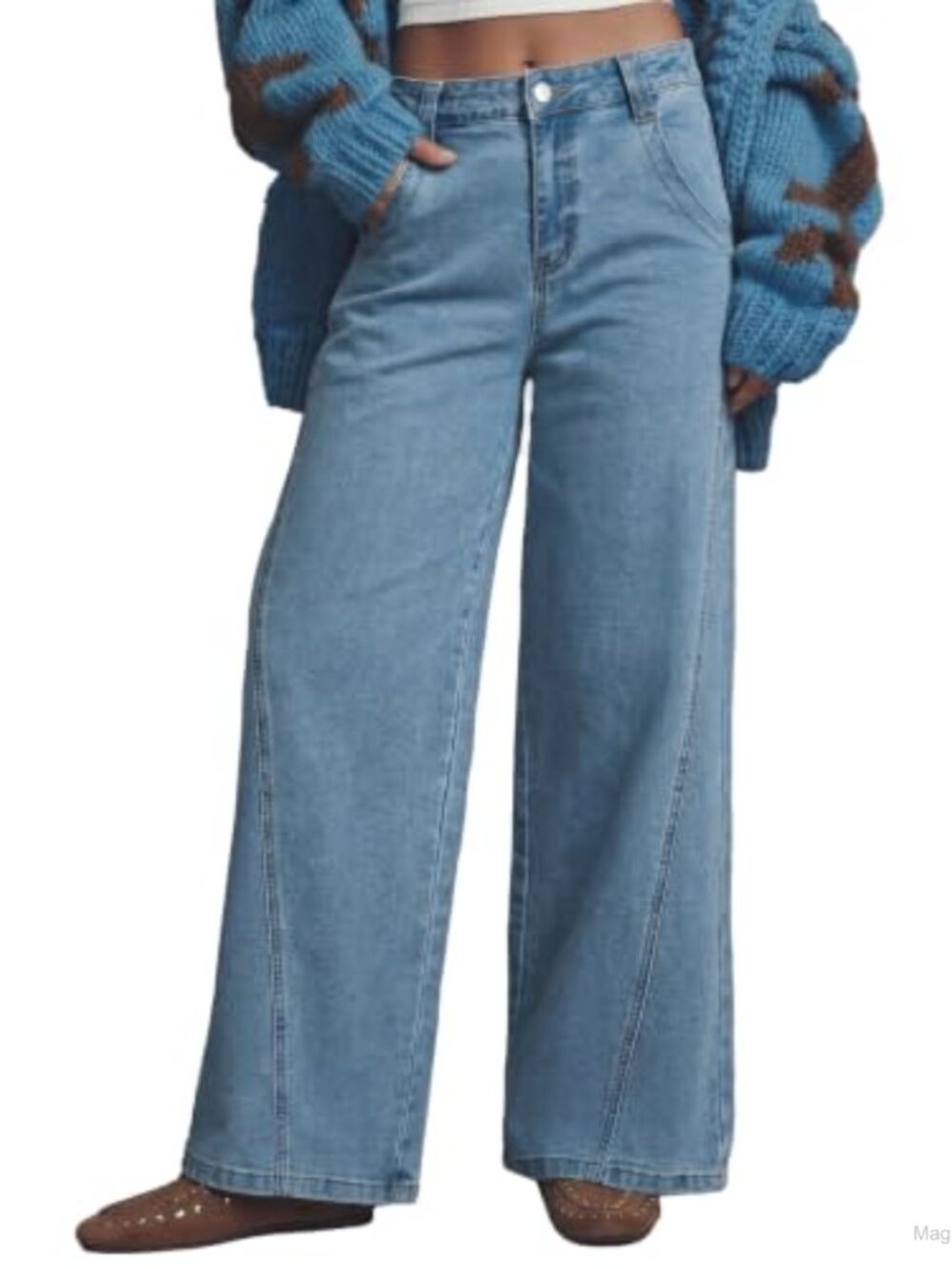 Wide Leg High Waisted Jeans Stretchy Tummy Control Denim Pants